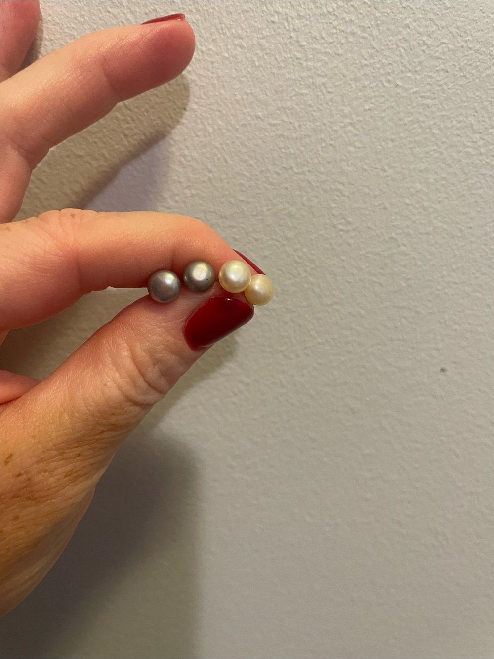 Cultured Pearl Stud Earring Set in White and Gray